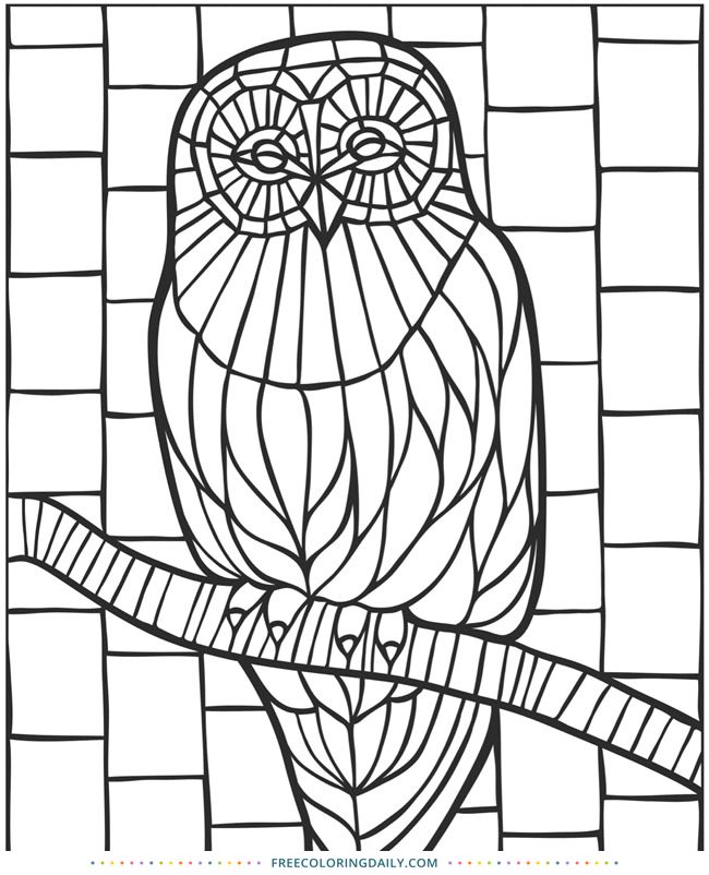 Free coloring â stained glass owl owl coloring pages mosaic animals owl mosaic