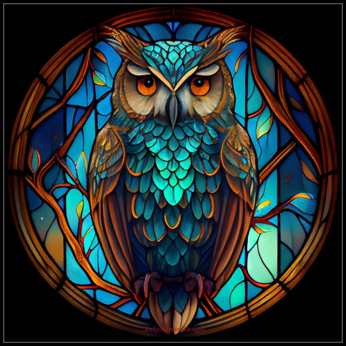 Owl stained glass