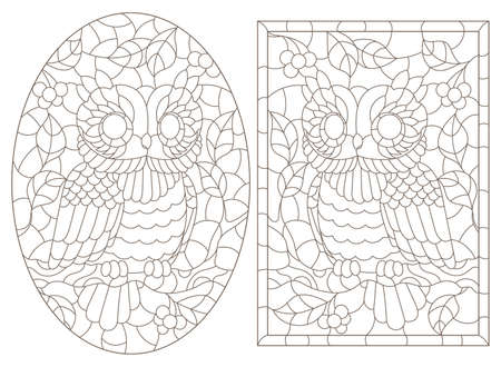 Owl outline of a stained glass stock vector illustration and royalty free owl outline of a stained glass clipart