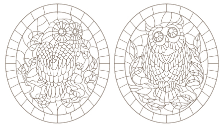 Owl outline of a stained glass stock vector illustration and royalty free owl outline of a stained glass clipart