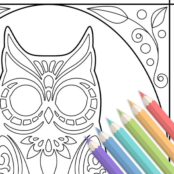 Stained glass owl coloring page