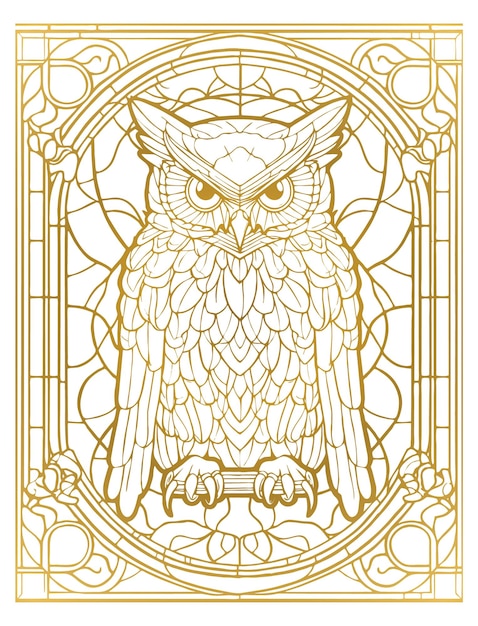 Free vector detailed stained glass window pattern of owl