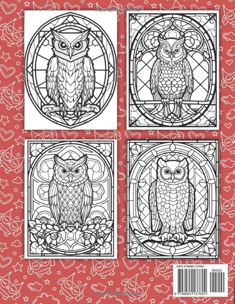 Stained glass owl elegance intricate coloring pages for adults c geri books