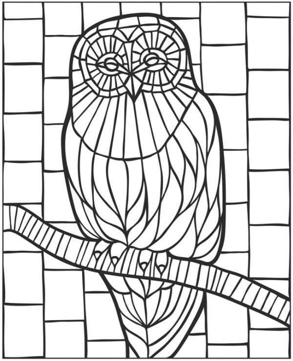 Download free owl coloring page owl coloring pages mosaic animals owl mosaic