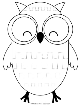 Owl fine motor cutting and tracing activity pages by the simplified classroom