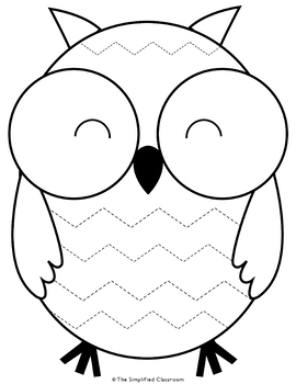 Owl fine motor cutting and tracing activity pages by the simplified classroom