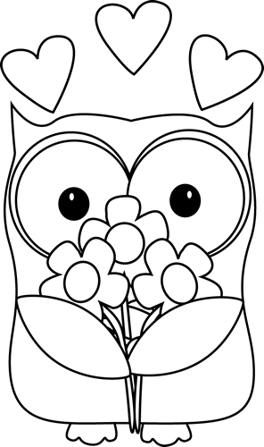 Black and white valentines day owl owl clip art owl coloring pages coloring books