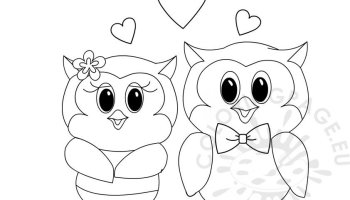 Owls in love valentines day clip art coloring page