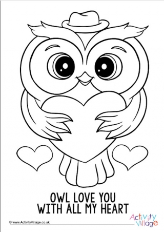 Owl valentine louring page