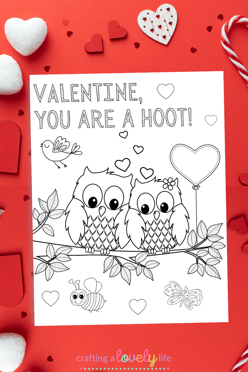 You are a hoot valentine coloring page free printable