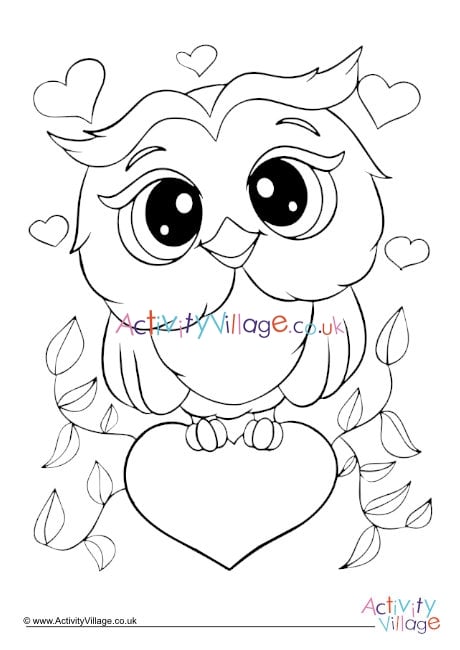 Owl valentine louring page