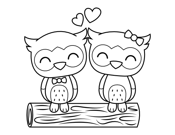 Printable valentine owls coloring page