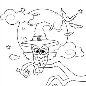 Owl in a witch hat coloring page owl coloring pages halloween coloring pages witch coloring pages