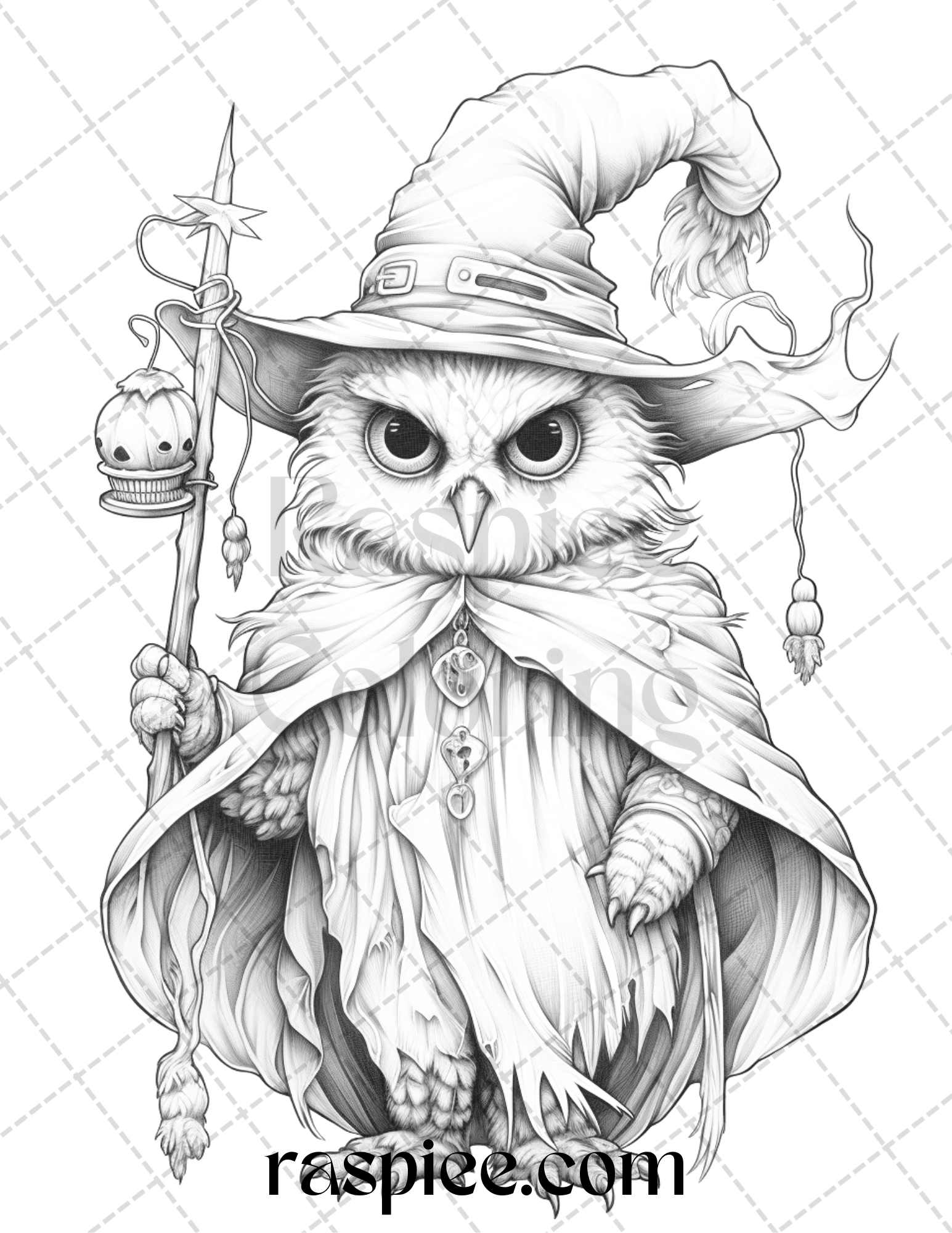 Halloween witch owl grayscale coloring pages for adults and kids prin â coloring