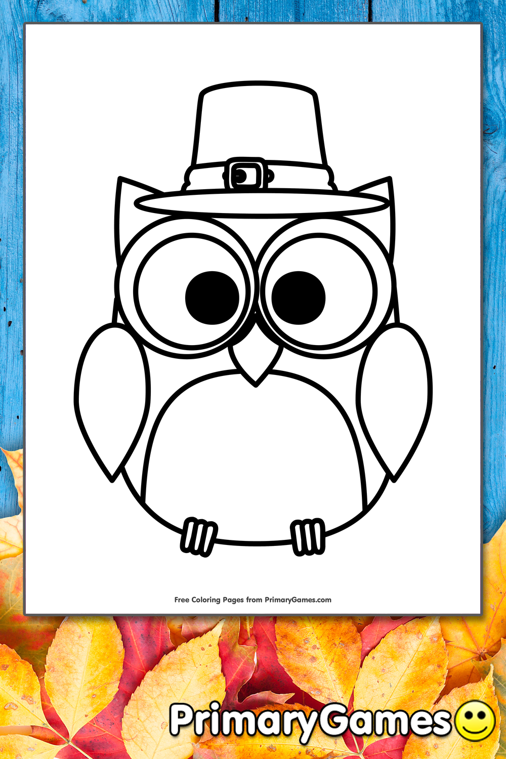 Owl wearing a pilgrim hat coloring page â free printable pdf from