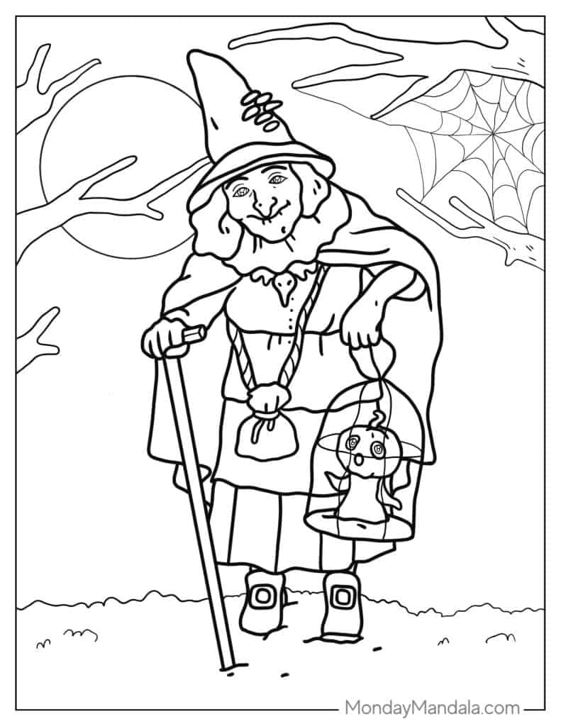 Witch coloring pages free pdf printables