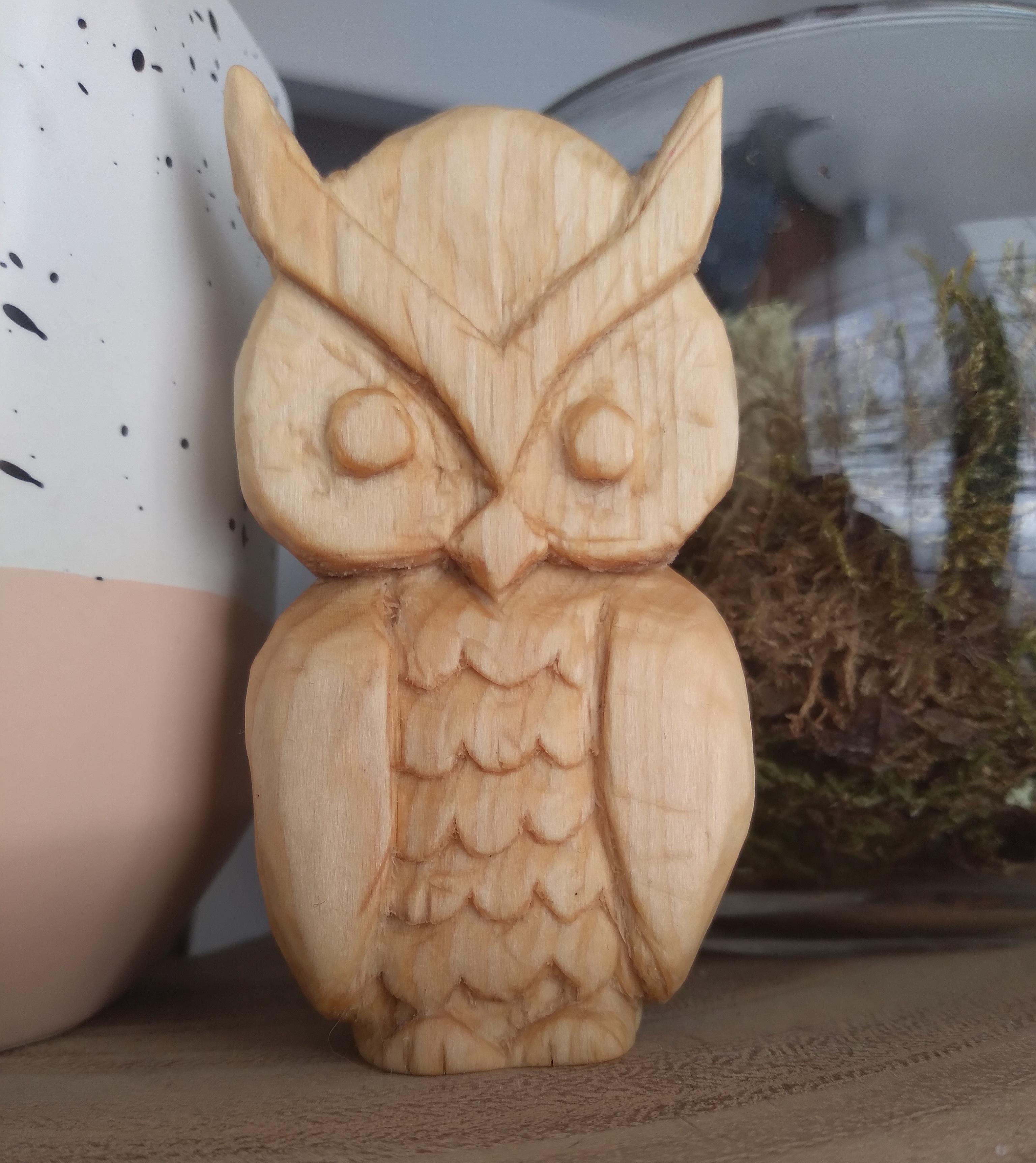 Carve an owl out of wood