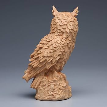 Wood rving owl small ornaments living room decoration solid wood rving craft gift home ideas