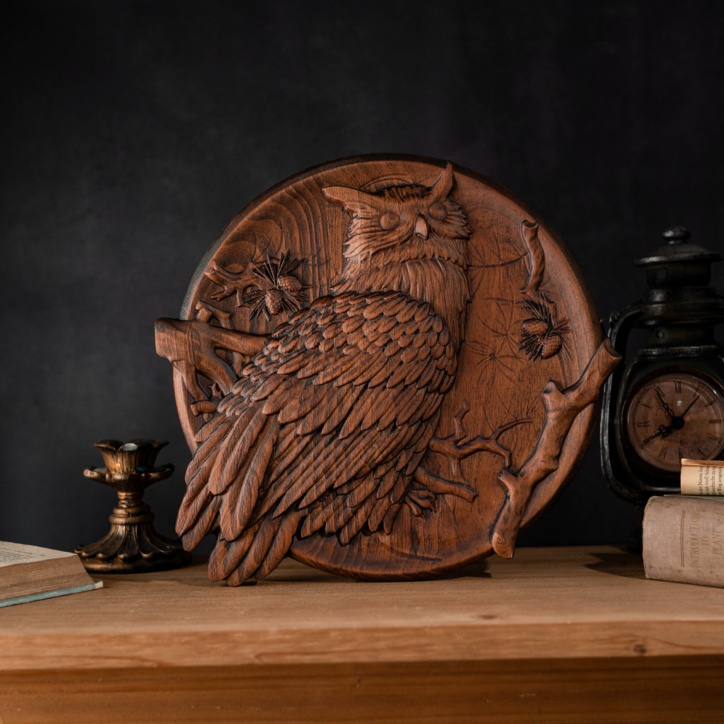 Owl wood carving