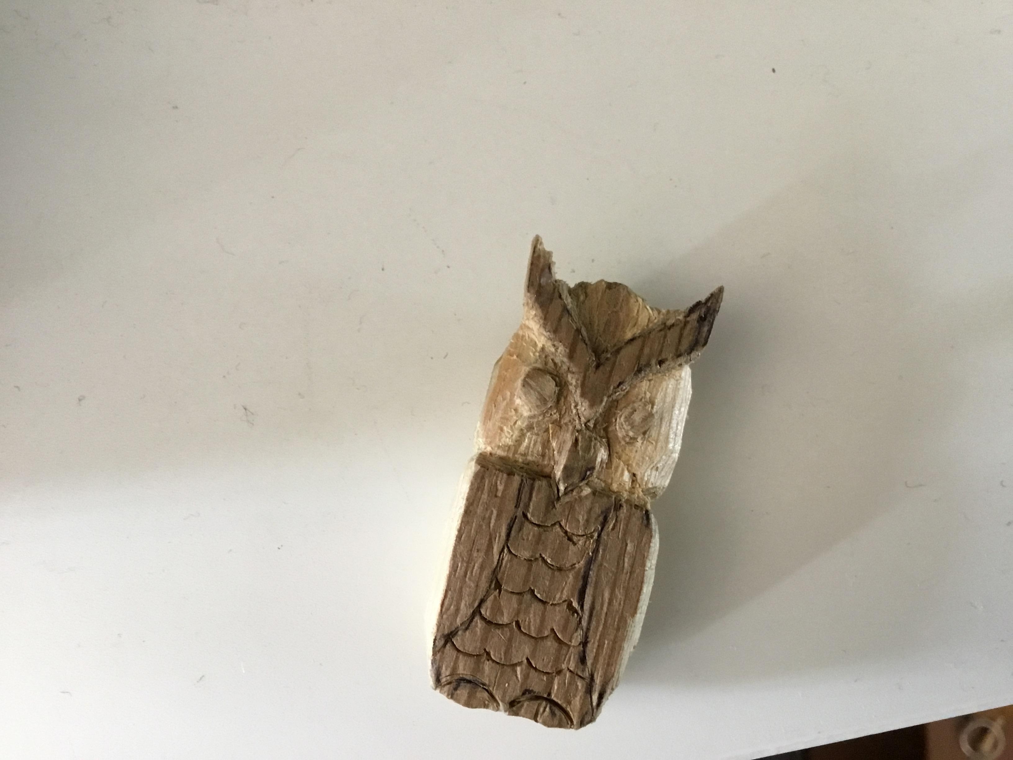 Carve an owl out of wood