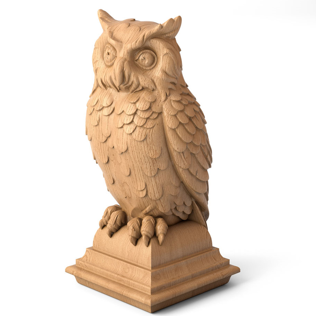 Bird staircase finial carved owl finial topper