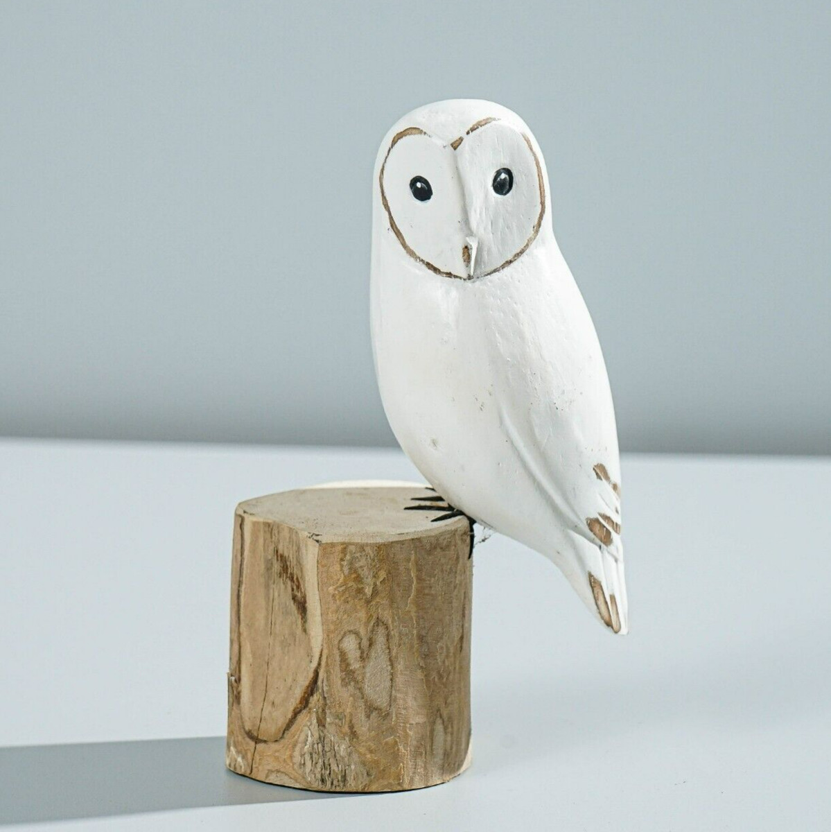 Snow owl art hand carved statue wooden bird art sculpture painted bird gift