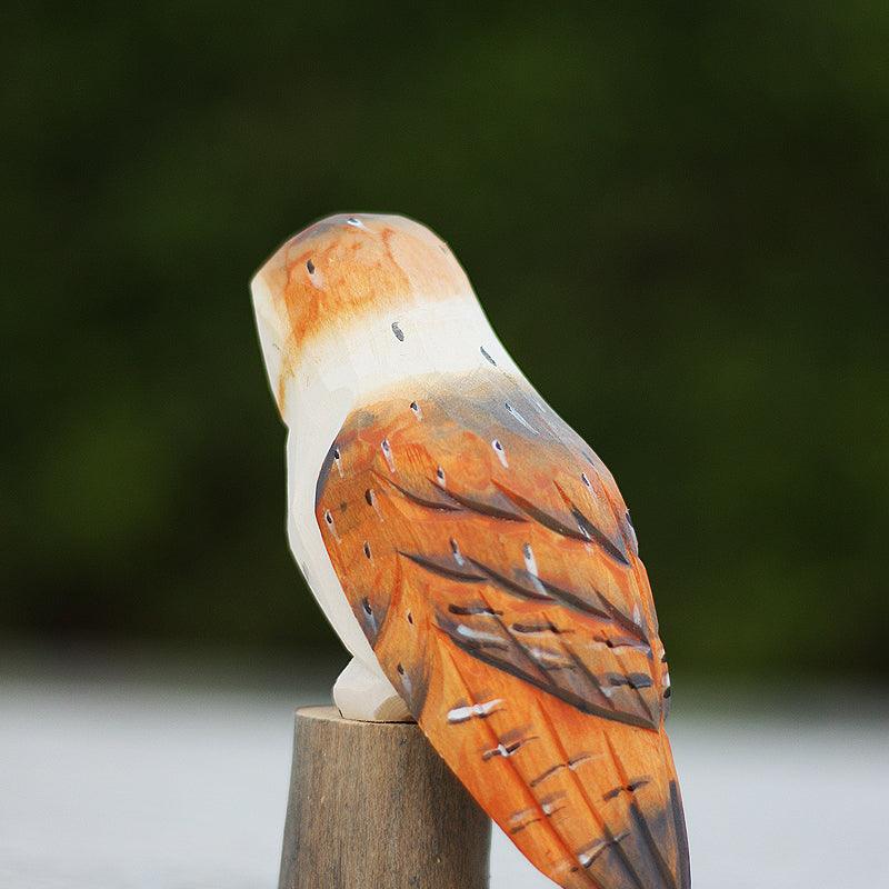Owl figurines hand carved painted wooden â wooden islands