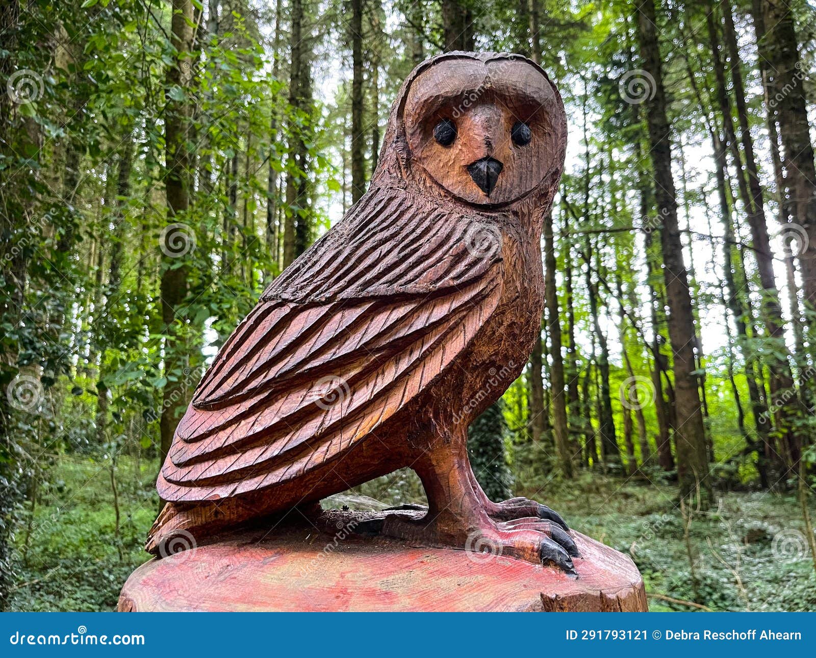 Wood carving owl stock photos
