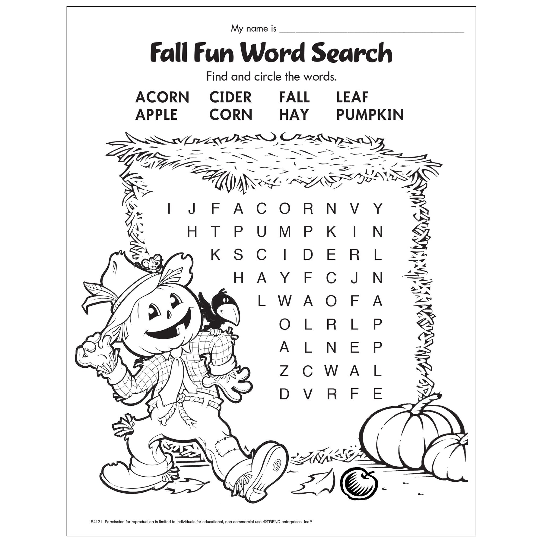 Free printable fall fun word search â trend enterprises inc