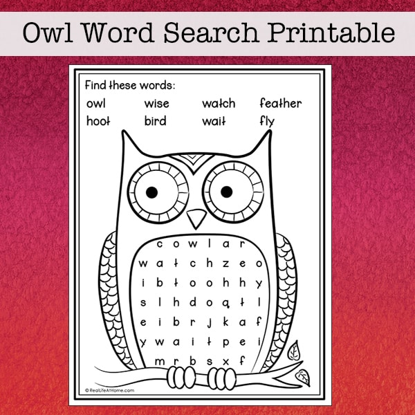 Owl word search printable