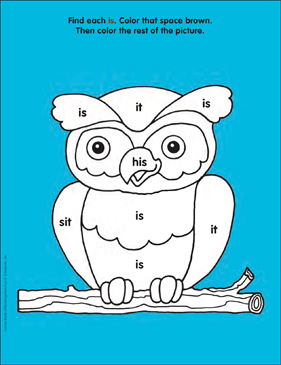 Wise old owl is sight word find color page printable skills sheets