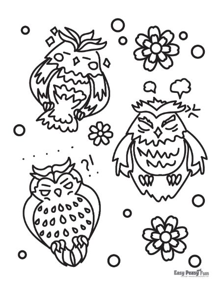 Owl coloring pages â printable sheets