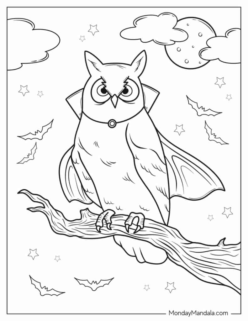 Owl coloring pages free pdf printables