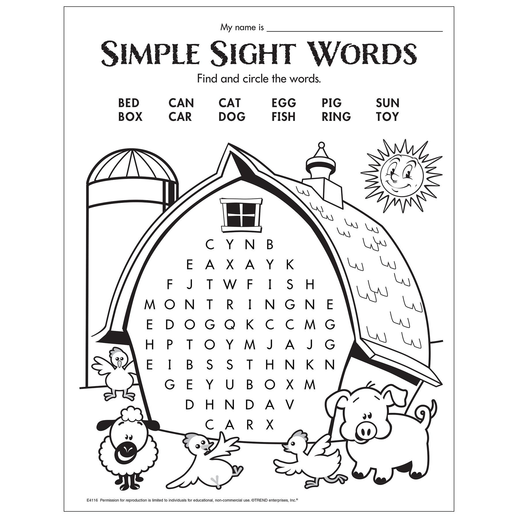 Free printable simple sight words search â trend enterprises inc