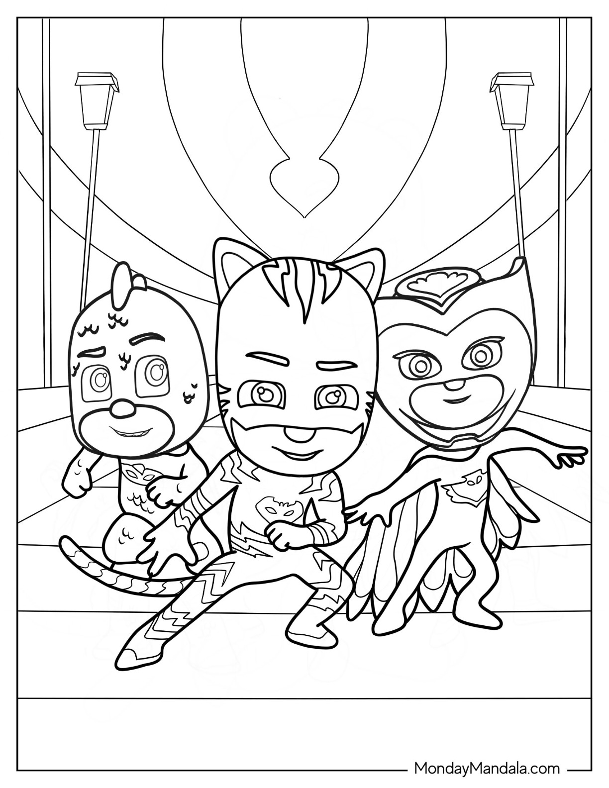 Pj masks coloring pages free pdf printables