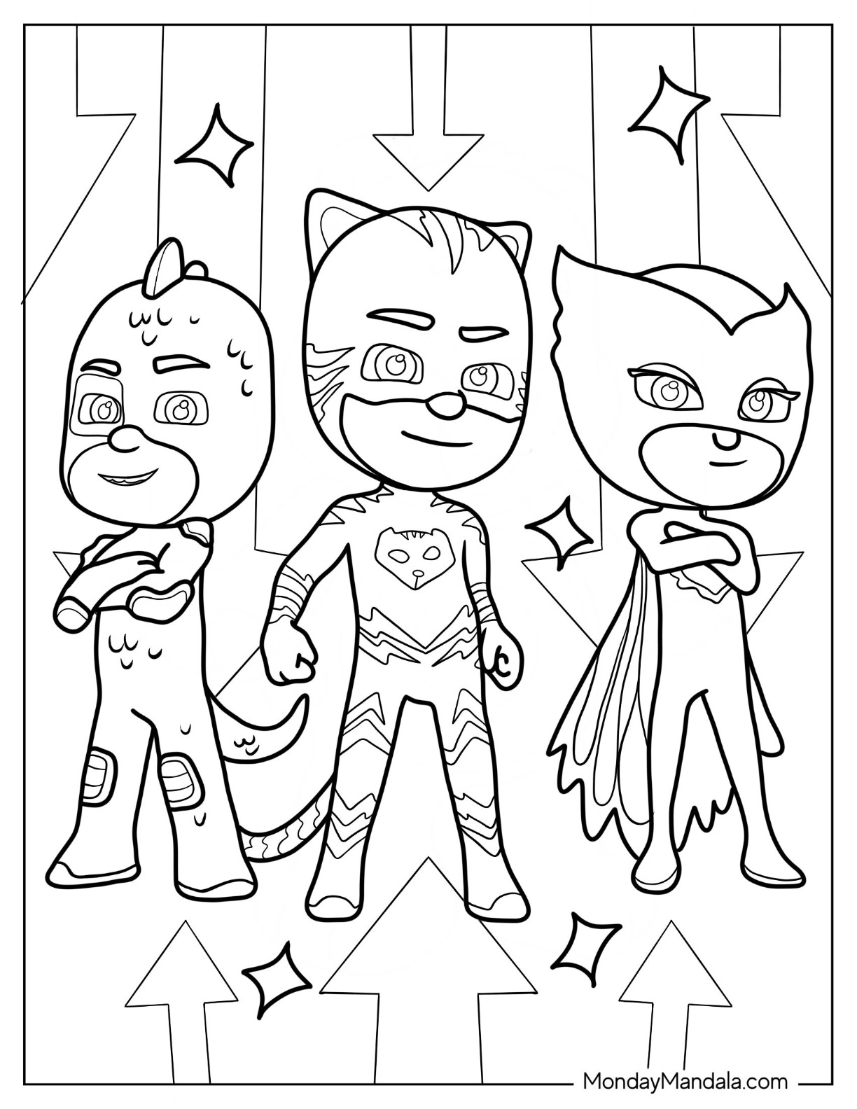 Pj masks coloring pages free pdf printables