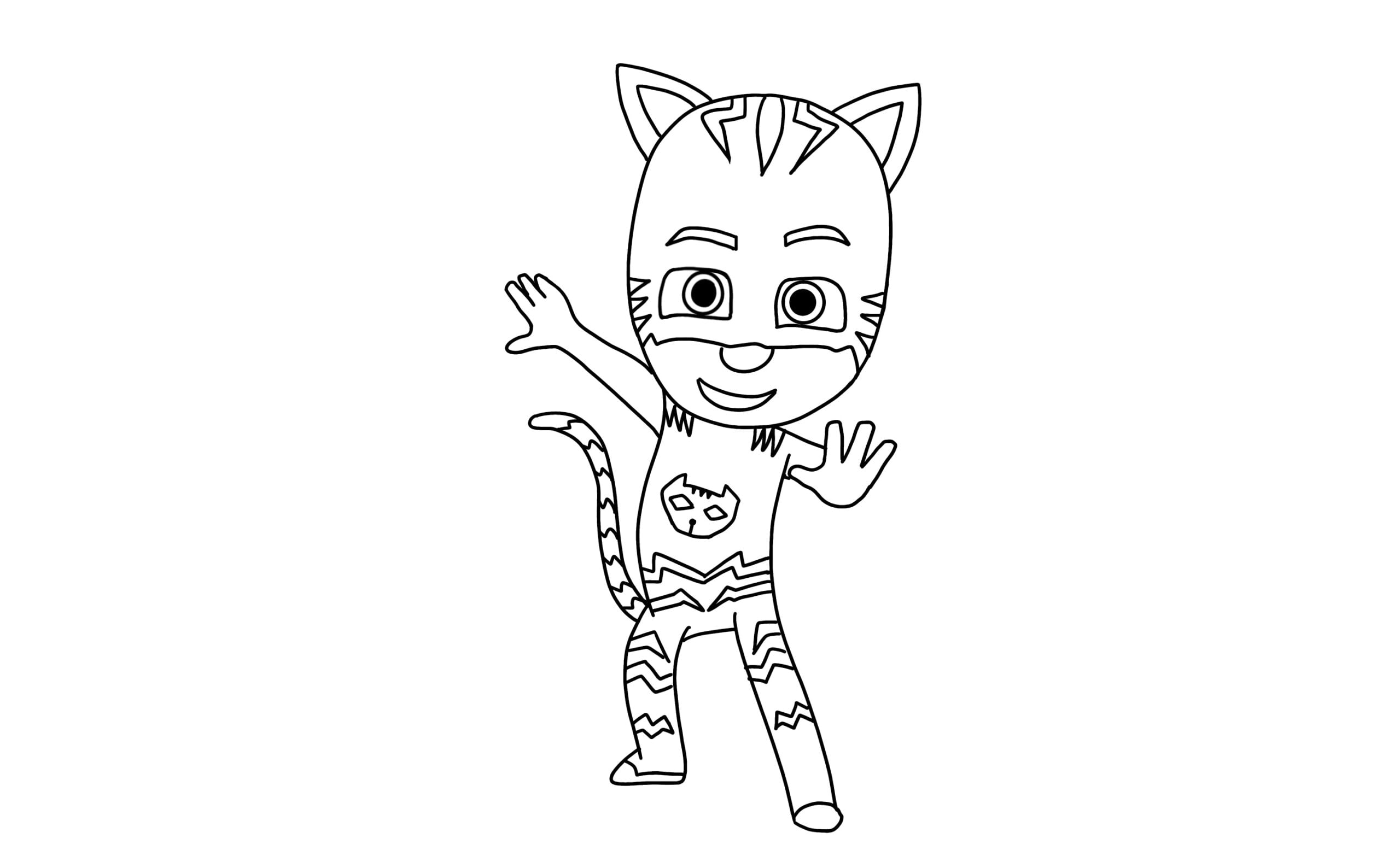 Pj masks coloring pages and colored paper