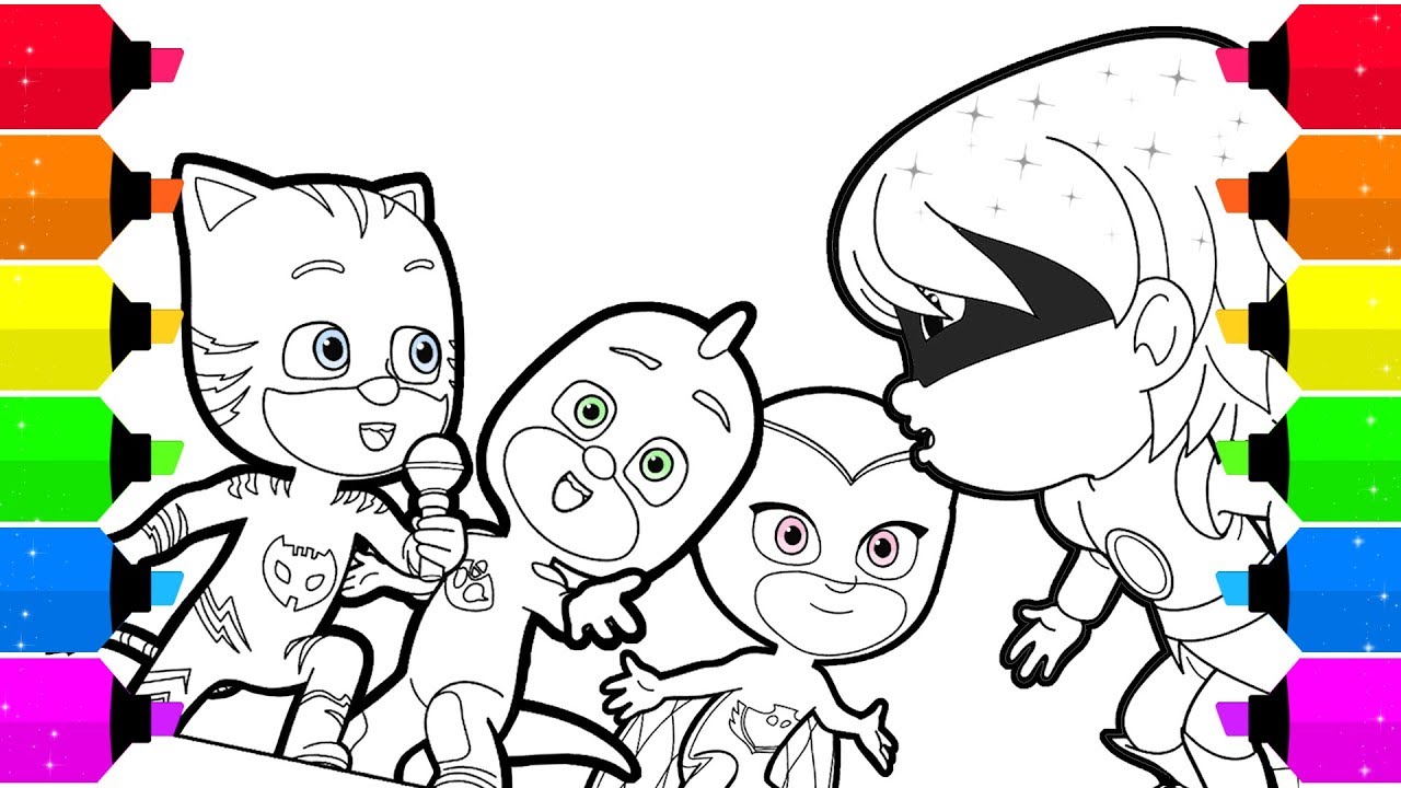 Pj masks coloring page singing catboy gekko owlette