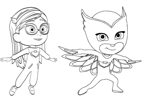 Pajama hero amaya is owlette from pj masks coloring page free printable coloring pages