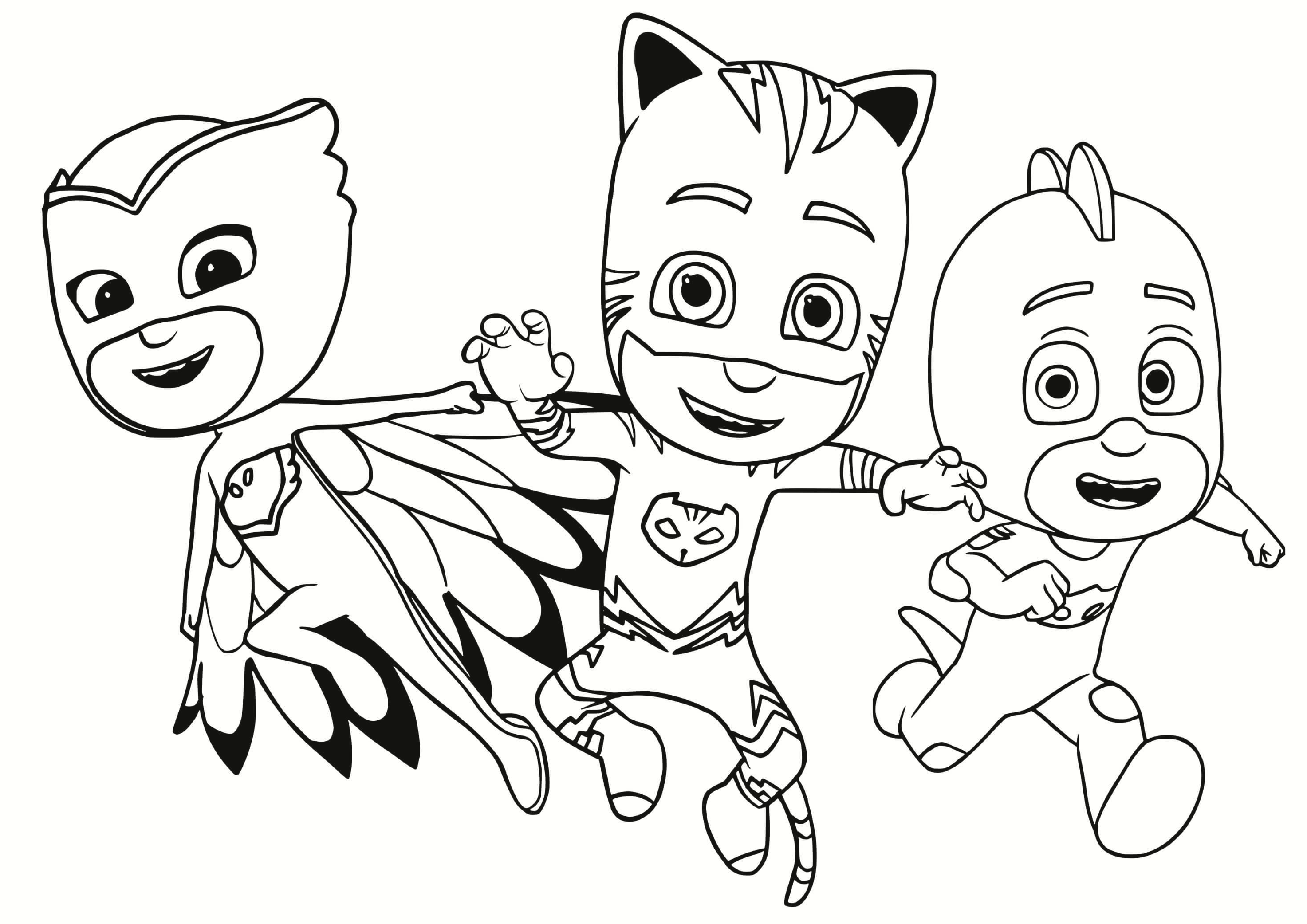 Pj masks catboy owlette and gekko coloring page printable