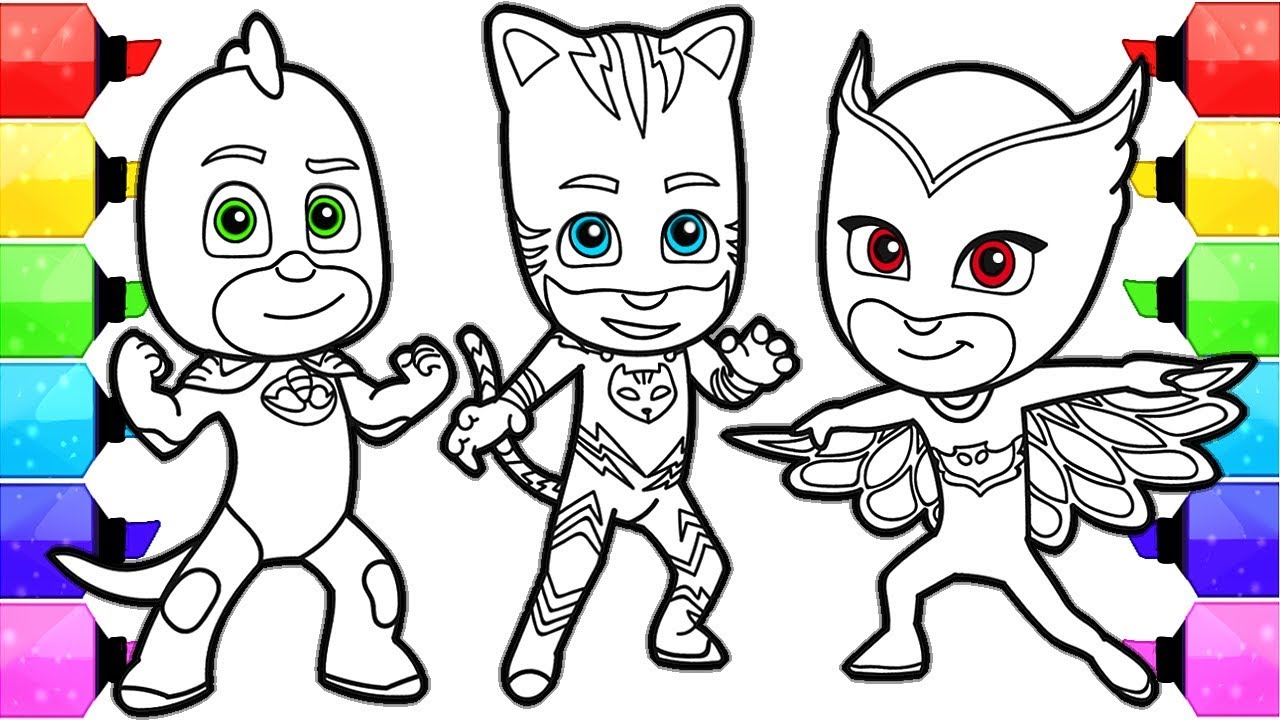 Pj asks coloring pages how to draw and color catboy gekko and owlette pj asks coloring book