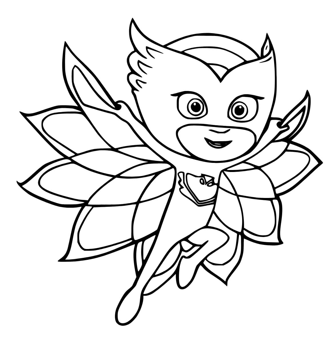 Flying owlette coloring page