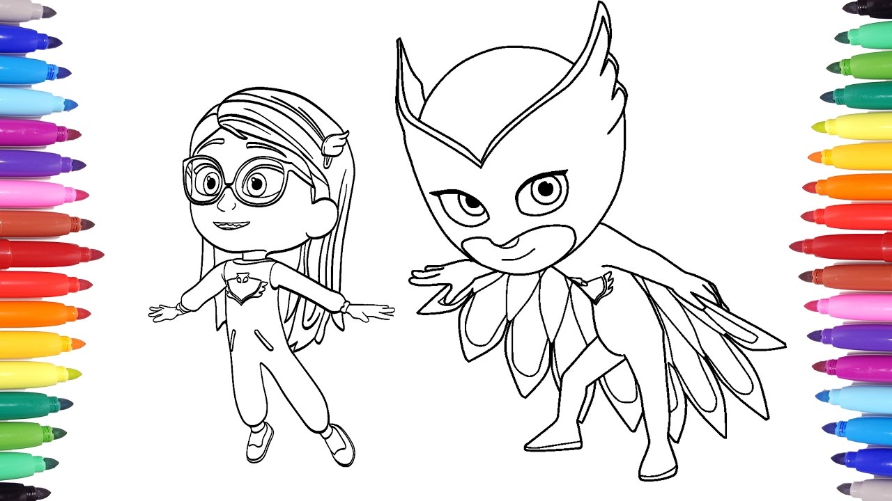 Pj masks coloring pages for kids amaya transforms into owlette art colours for children