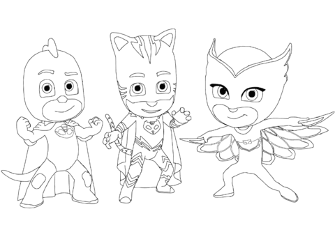 Gecko catboy and owlette coloring page free printable coloring pages