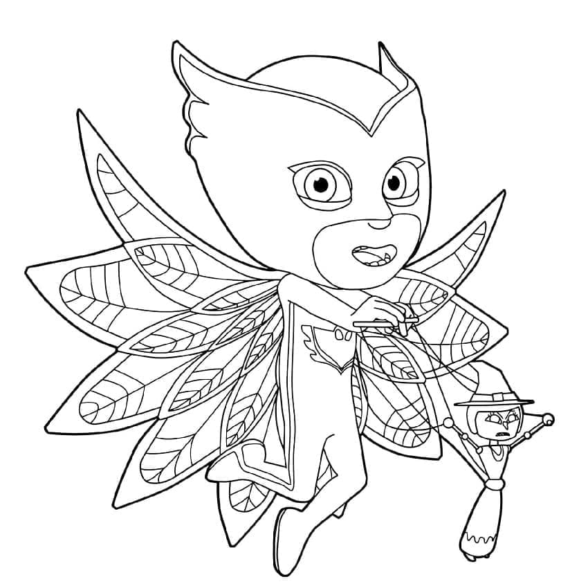 Cute owlette coloring page
