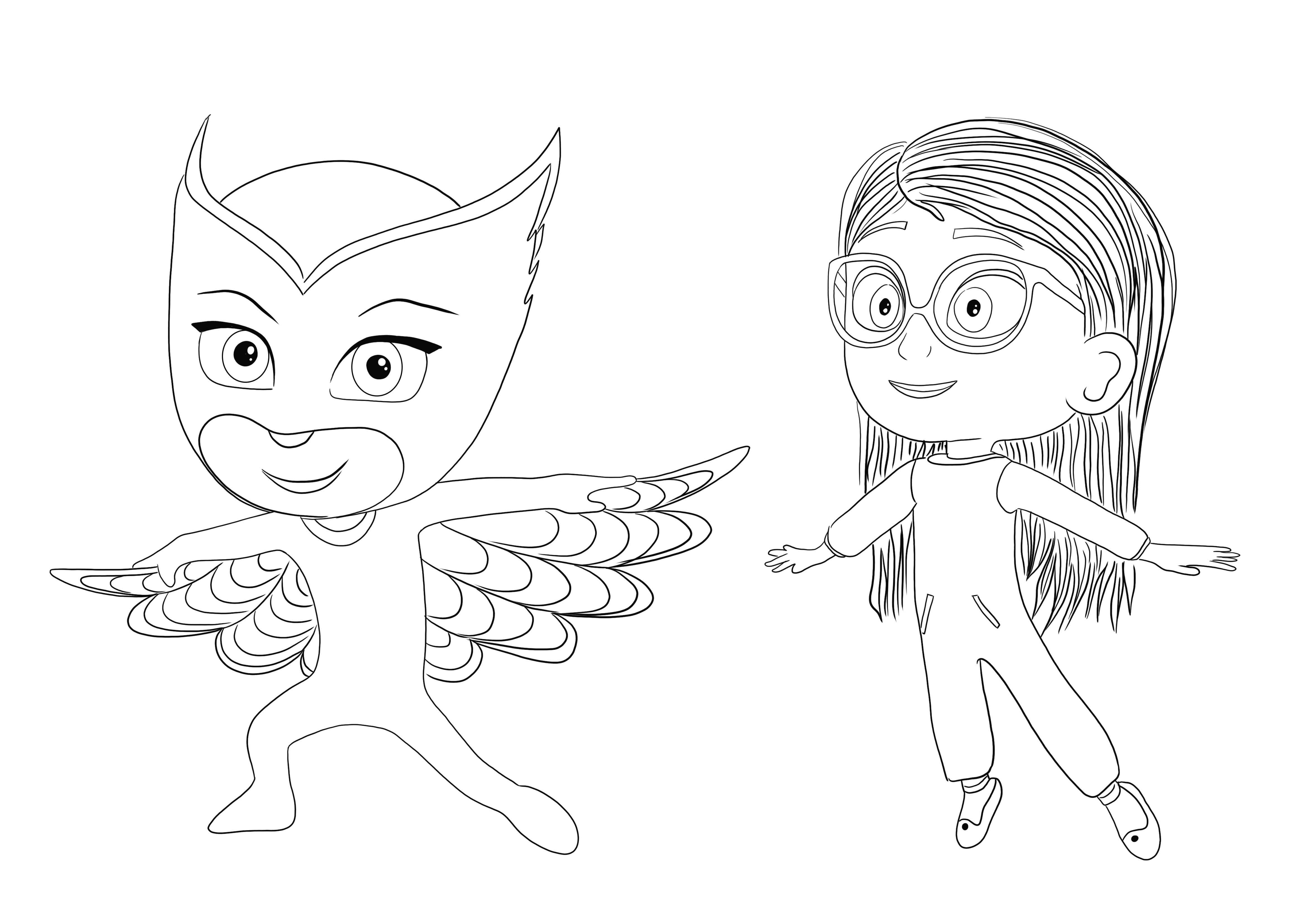 Pajama hero amaya is owlette from pj masks free printable for kids