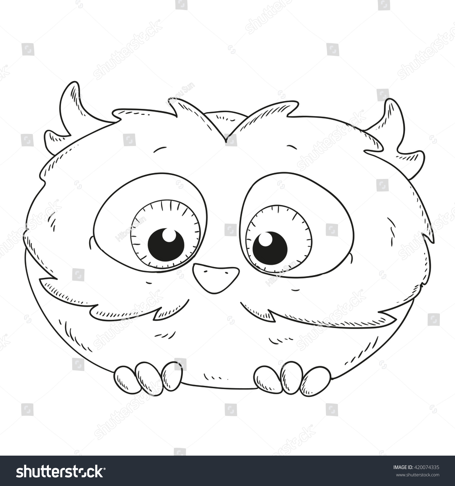 Cute cartoon owlet owl character coloring stock vector royalty free