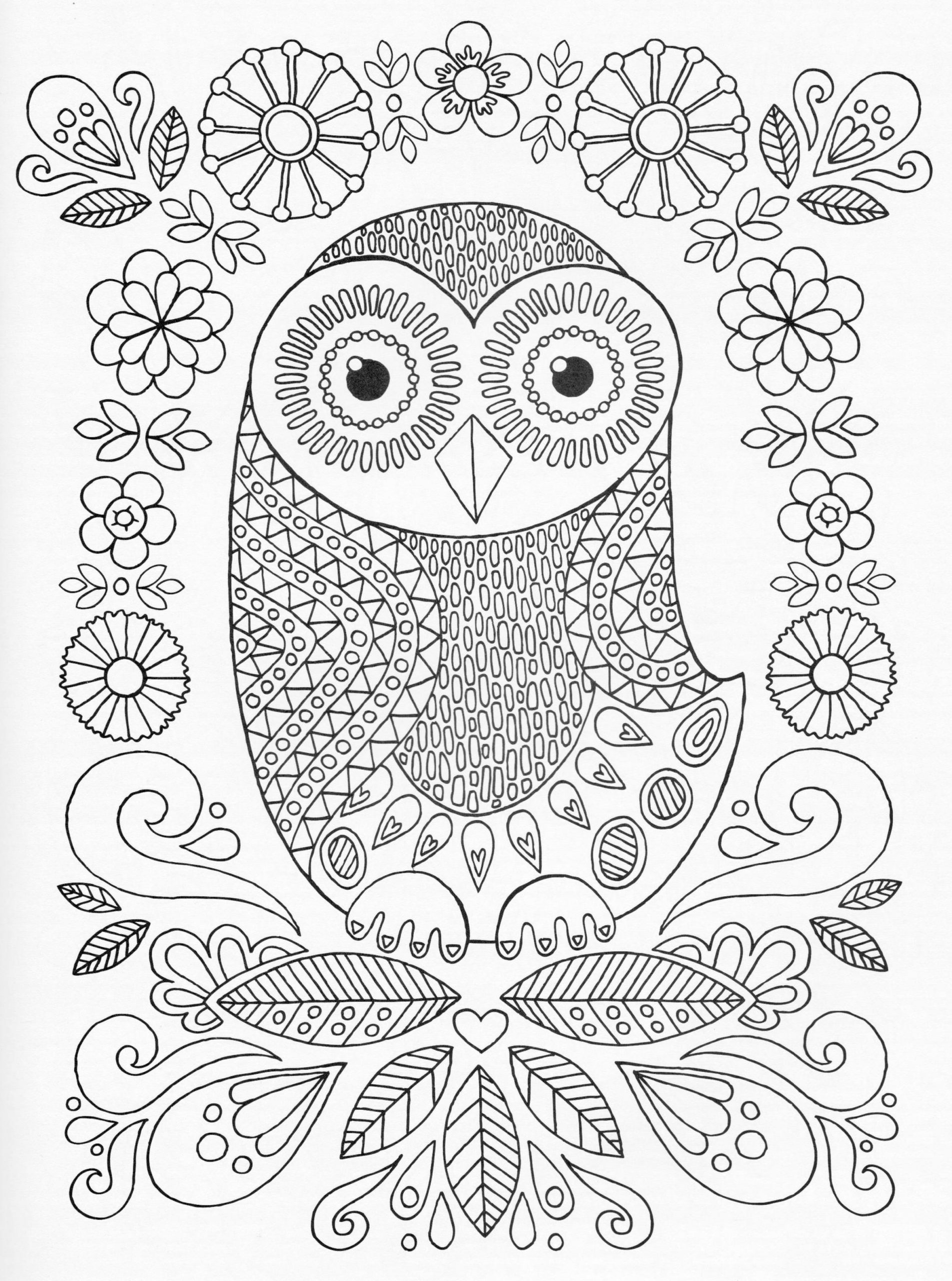 Free printable owl adult coloring pages