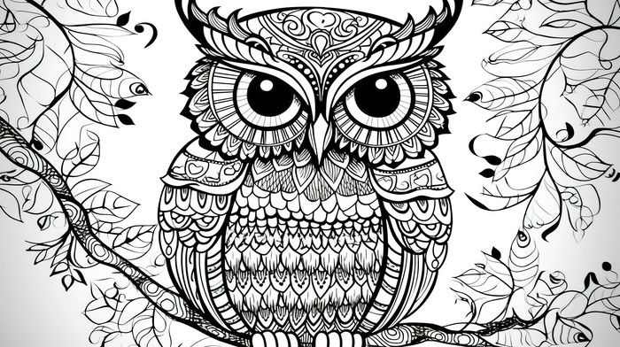 Color page adult coloring pages black and white owl backgrounds jpg free download