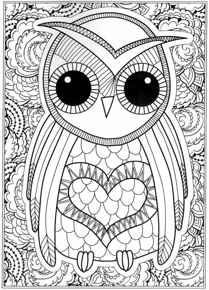 Owl coloring pages for adults free detailed owl coloring pages